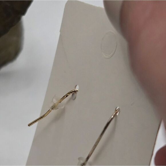 "5/$25" Mismatched Goldtone Peach Sparkle Bead Teardrop Dangle Earrings - Picture 5 of 5